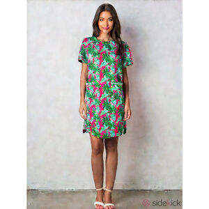 Vintage Lilly Pulitzer Daisy Floral Print Shift Dress Sz 8 White Tag Lace Pocket